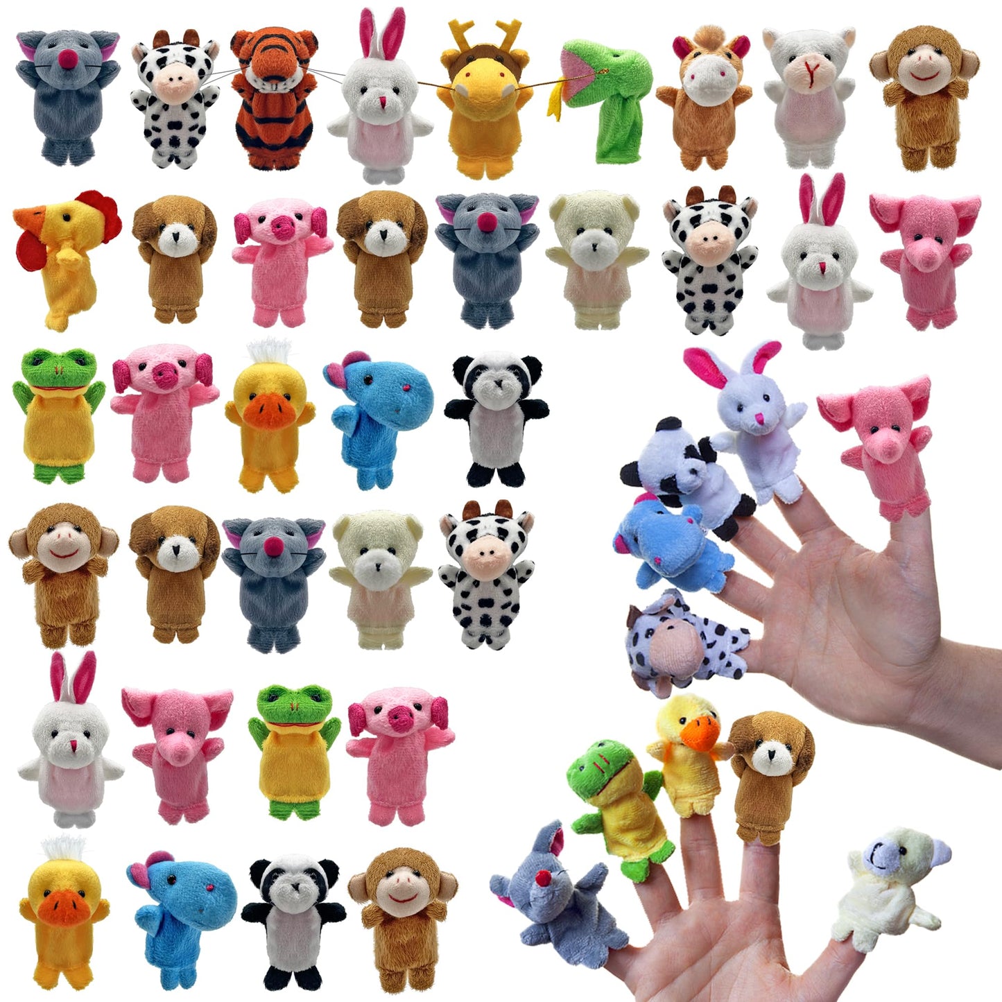 XIPEGPA 36 PCS Finger Puppets Set Mini Stuffed Animals Finger Puppet for Storytelling Playing Teaching Shows Playtime Schools Bi