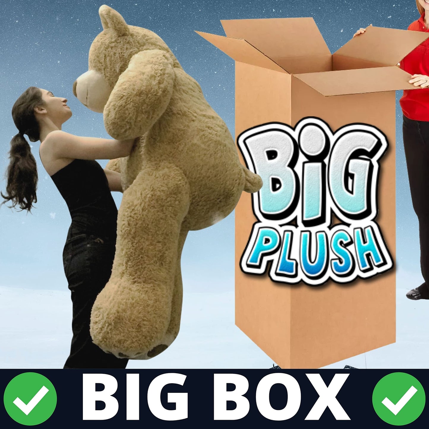 Big Plush Giant 5 Foot Customizable Teddy Bear Hand-Stuffed In Usa, Personalized & Ready To Hug In Big Box
