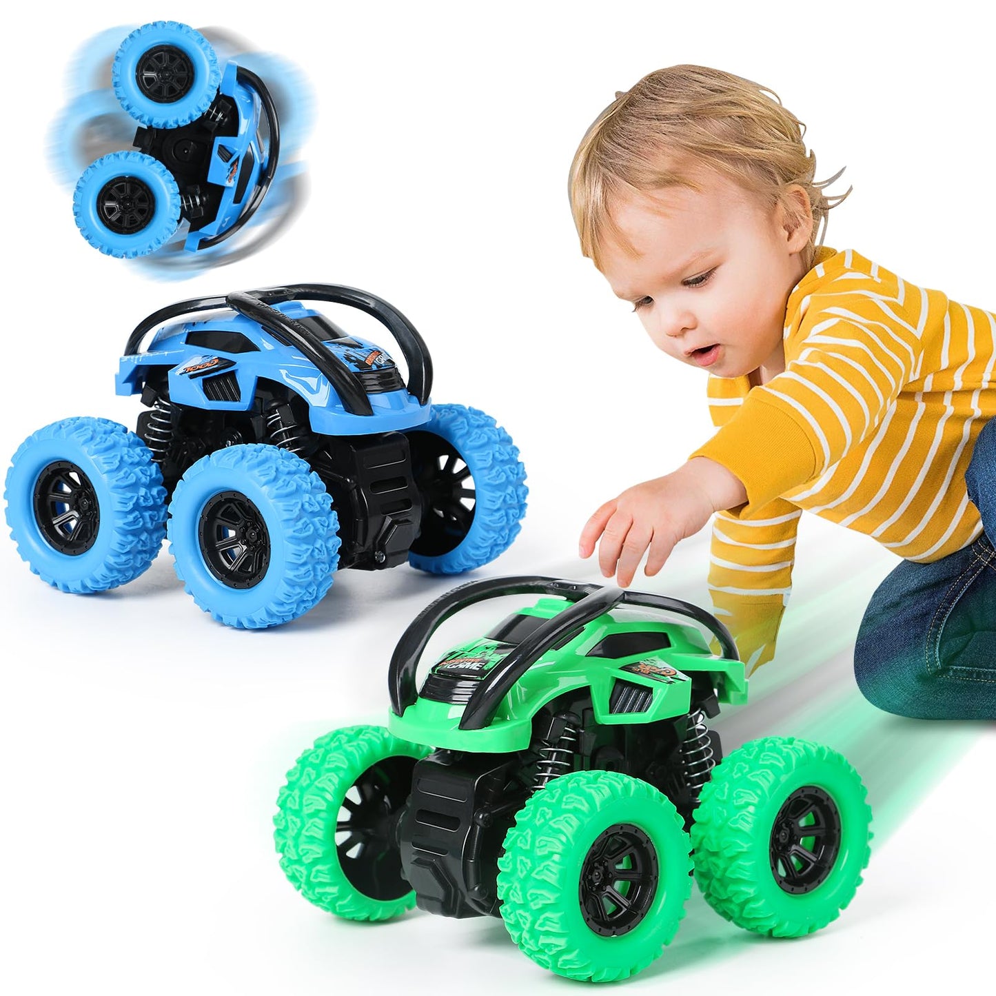 Guiguzhj 2 Pack Car Toys For 3 4 5 6 Year Old Boy Girl, Pull Back Cars Toys For Toddler Age 3-6, Monster Trucks Pull Back Vehicl