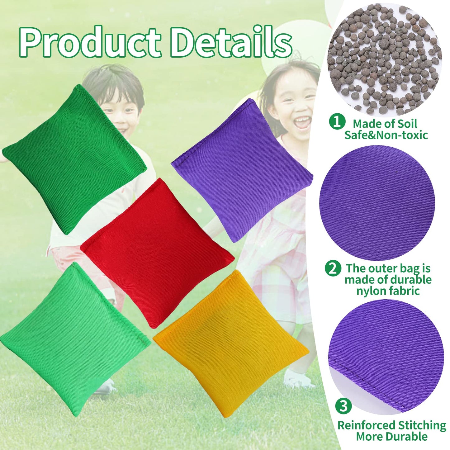 30 Pieces Bean Bags,Nylon Beanbags Hand Toss Games,Mini Colorful Cornhole Bean Bags,Family Games Bean Bags For Kids,Tossing Bean