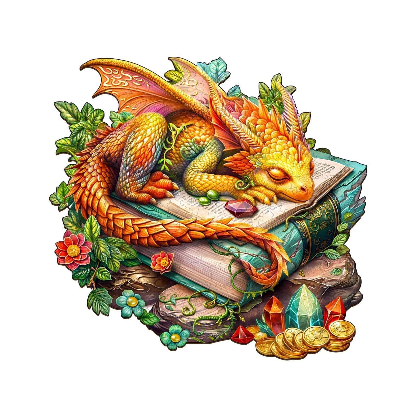 Wooden Puzzles For Adults - Sleeping Dragon Wooden Puzzle, Unique Shape Wooden Jigsaw Puzzles For Adults 470 Piece, Wood Puzzles