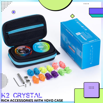 INOVASHON Crystal Yoyo K2 - Pack of 2 Responsive Plastic Yoyos for Kids, Rainbow Gradient with Extra Bearing & Yo-Yo Case