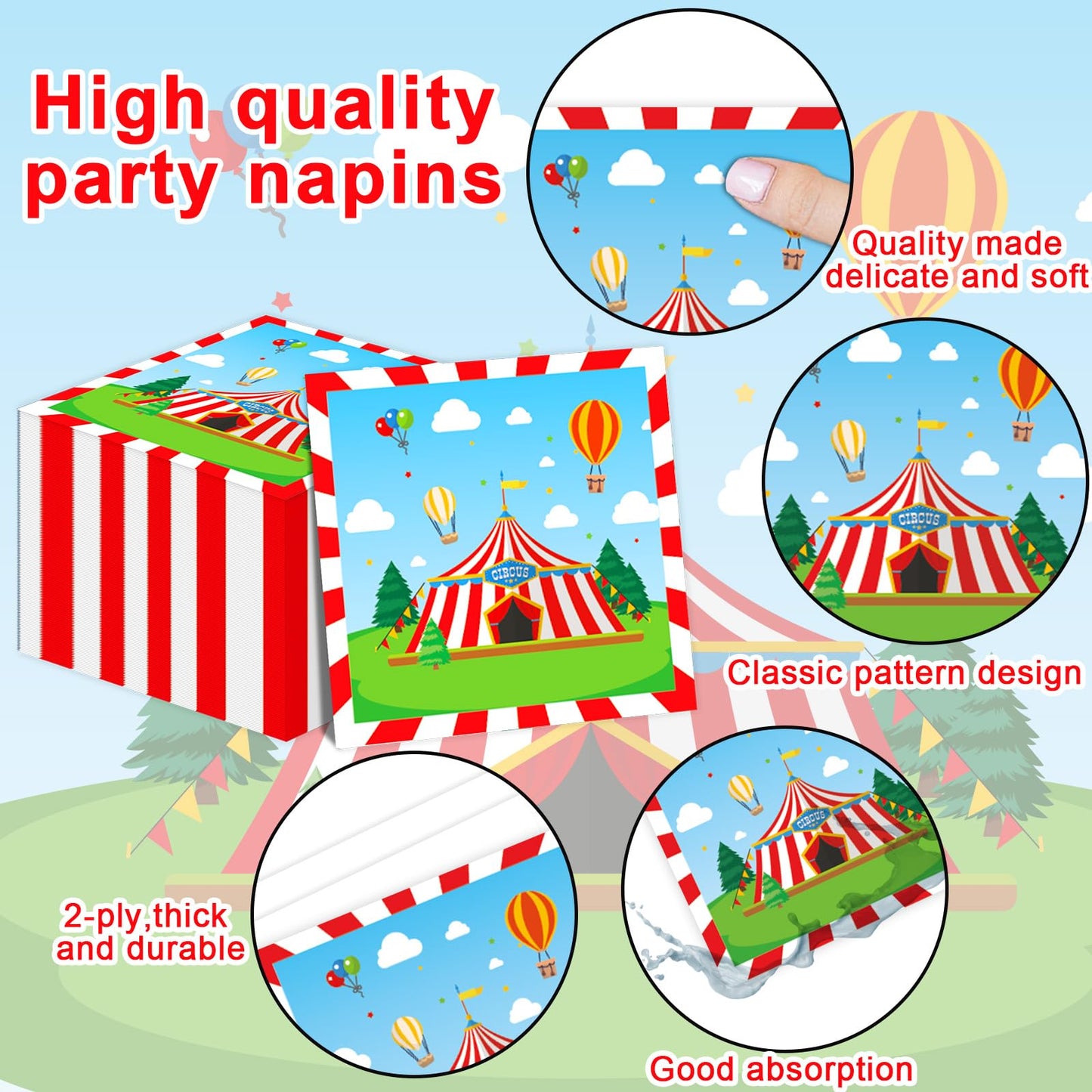 Circus Theme Paper Plates And Napkins Circus Party Decorations Tableware Set Carnival Circus Theme Dinner Plates Circus Party Tablecloths For Kids Circus Birthday Party Decor Supplies