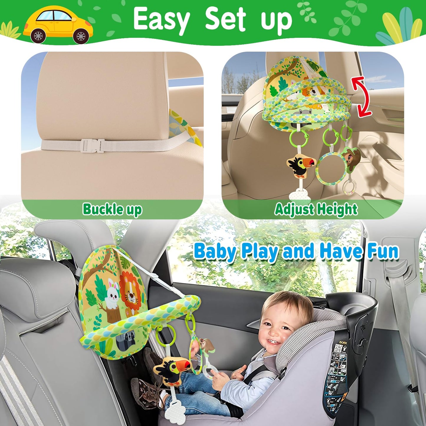 Dr.Rapeti Baby Car Seat Toy For Travel Rear Facing Double Sided Baby Travel Activity Car Seat Entertainment Toy Easy Drive Gift For Newborn Baby Infant 0-12 Month