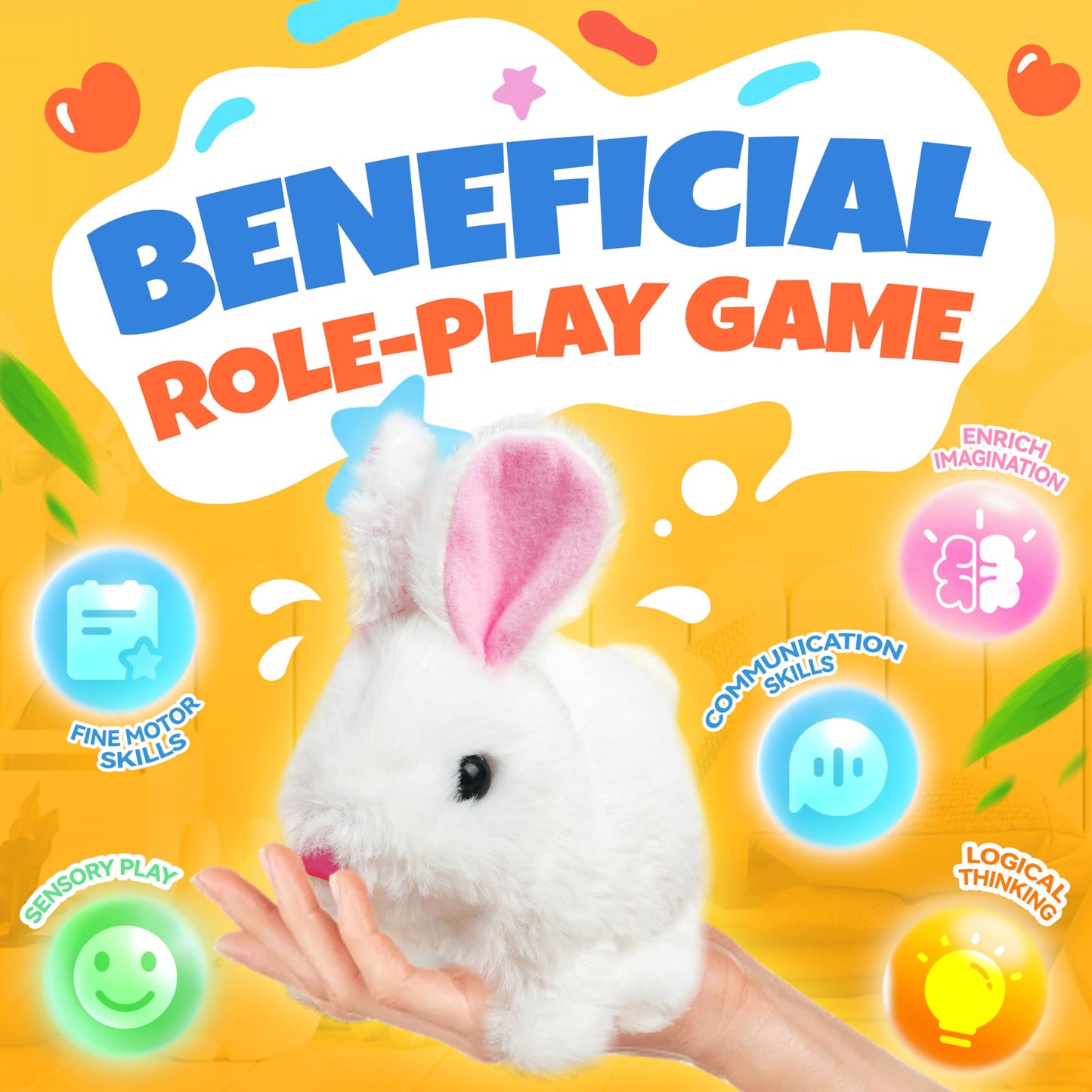 Smilesskiddo Hopping Bunny Toys For Girls - Electronic Jumping Rabbit With Wiggle Ears Twitch Nose, Storage Cage And Accessories