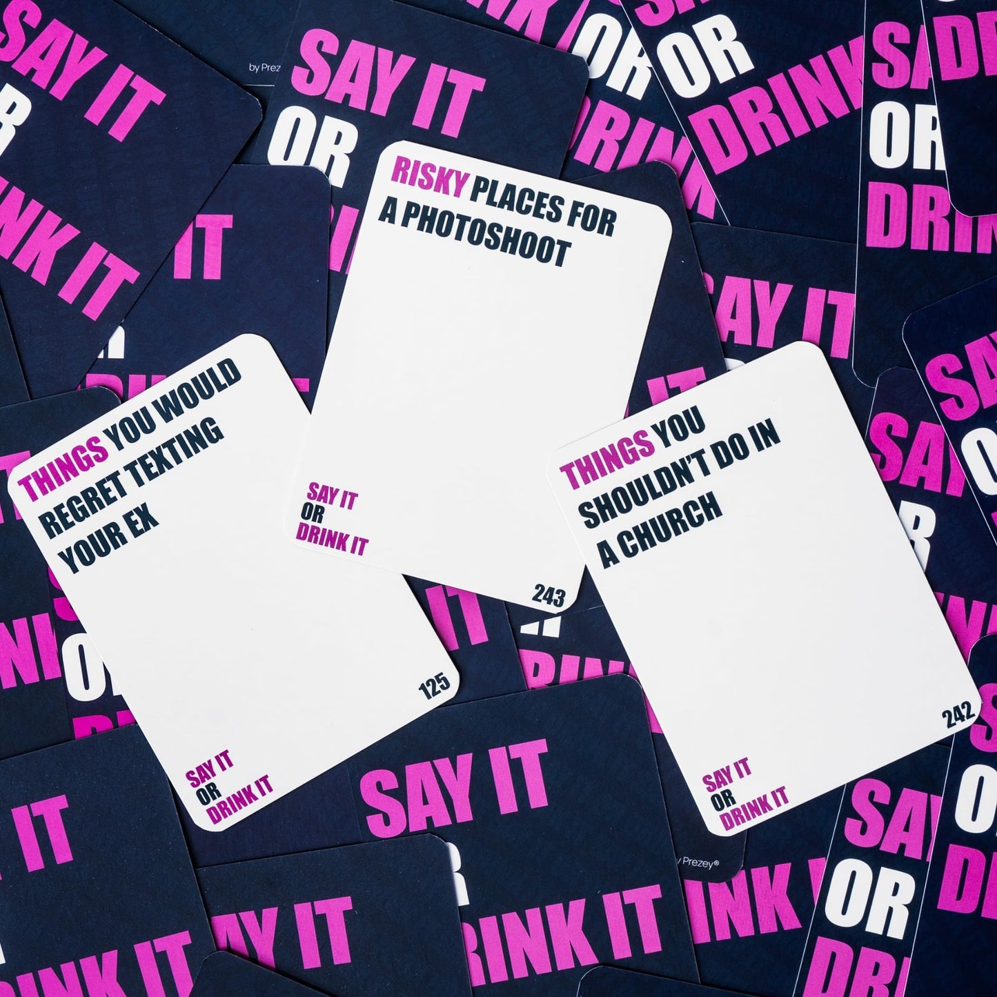 Prezey Say It Or Drink It - Category Card Games For Adults With 250 Hilarious Cards | White Elephant Gifts For Adults, Drinking