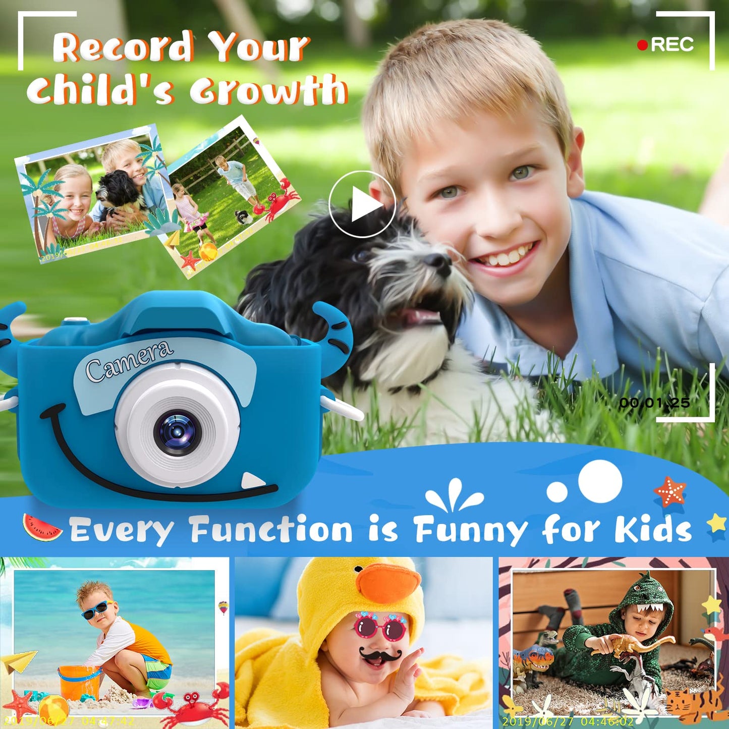 Kebule Kids Camera For Girls And Boys,Children Camera Digital Video, Kids Camera 2.0 Inches Screen 20.0Mp Video, 32Gb Sd Card Include, Kid Toys Gift For Birthday, Chrismats Gift For 3-12 Years Old
