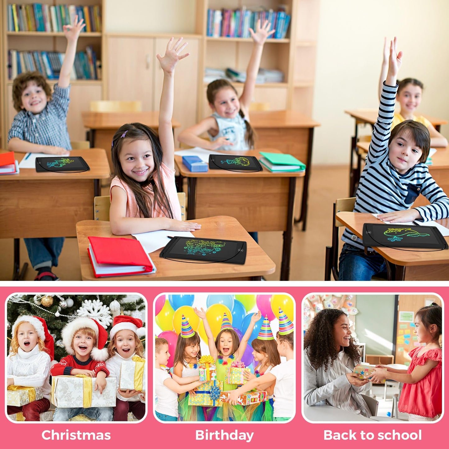 Zhehao 32 Pieces Lcd Writing Tablet Doodle Board Electronic Toy 8.5 Inch Colorful Doodle Board Lcd Erasable Drawing Pad Reusable