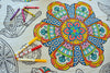 The Coloring Table - Mandala Design - Square Tablecloth - Fabric Coloring Tablecloth - Colorable Designs - Washable And Reusable