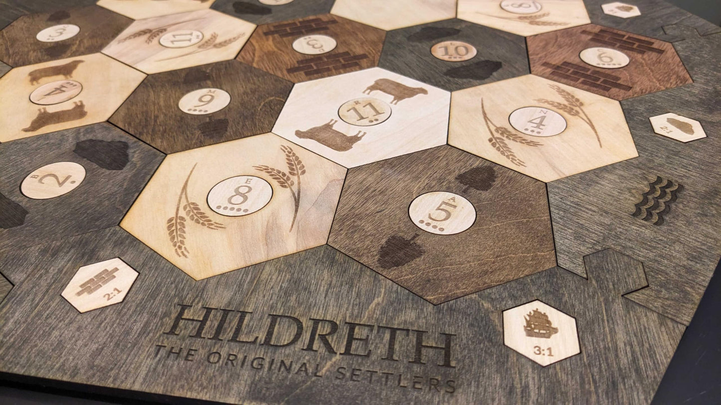 Custom Wood Settler Game Board - 2-4 Players | Main Board Natural Frame | Compatible With Catan