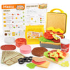 Play Food Toy For 3 4 5 6 Year Old Kids, 35 Pcs Play Kitchen Accessories, Interactive Panini Sandwitch Making Toy With Menu And