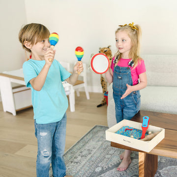 Melissa & Doug 10-Piece Band-in-a-Box Musical Instrument Set - Multi-color Wooden Percussion for Kids Ages 3+ - Model 488