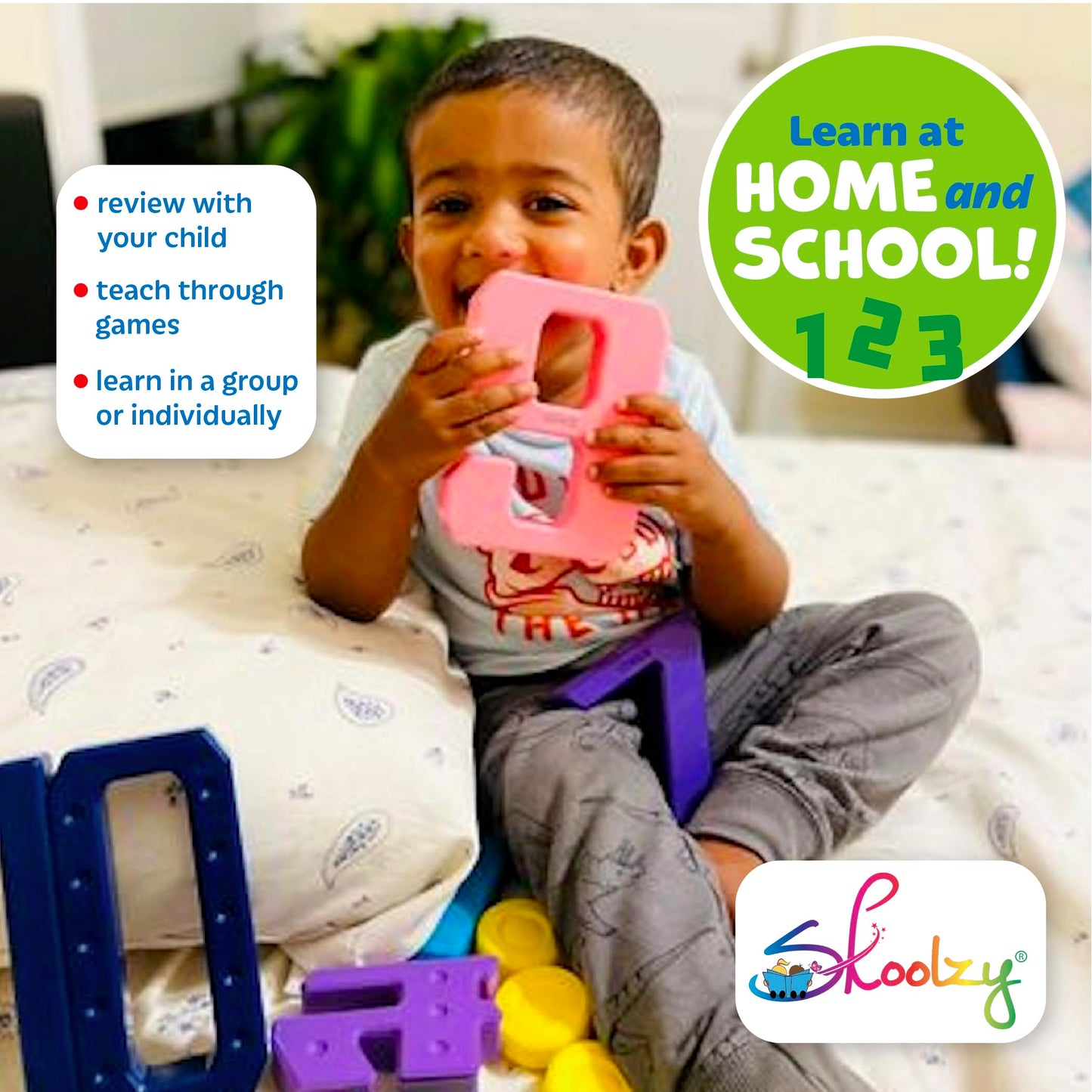 Skoolzy Number Blocks & Counting Coins 44 Piece Set, Toddler Toys Preschool Learning Activities Montessori Toys For Ages 18 Mont