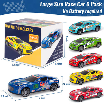 Race Toy Cars For Toddler Boys Girls 7 Inch Friction Powered Trucks For Kids Ages 3 4 5 6 7 8 Years Old Stocking Stuffers For Ki