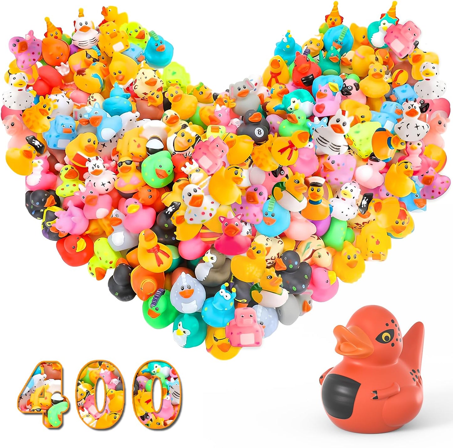 400 Pcs Rubber Ducks In Bulk, Jeep Ducks For Ducking, Mini Rubber Duckies For Toddler Baby Bath Toys, Kids Bath Pool Toys, Duck