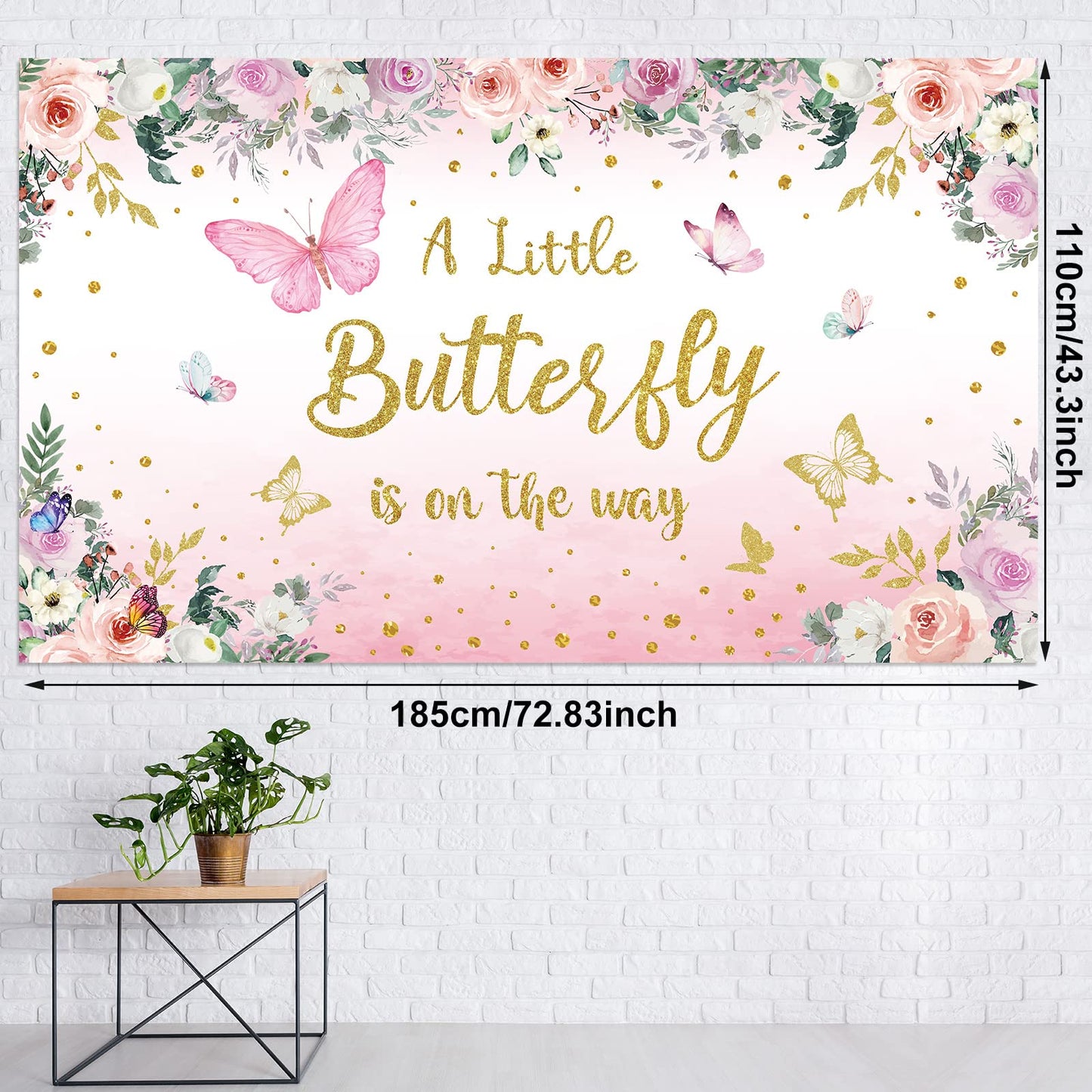Butterfly Baby Shower Decorations Set A Little Butterfly Is On The Way Photography Backdrop Pink Purple Balloon Garland Arch Kit