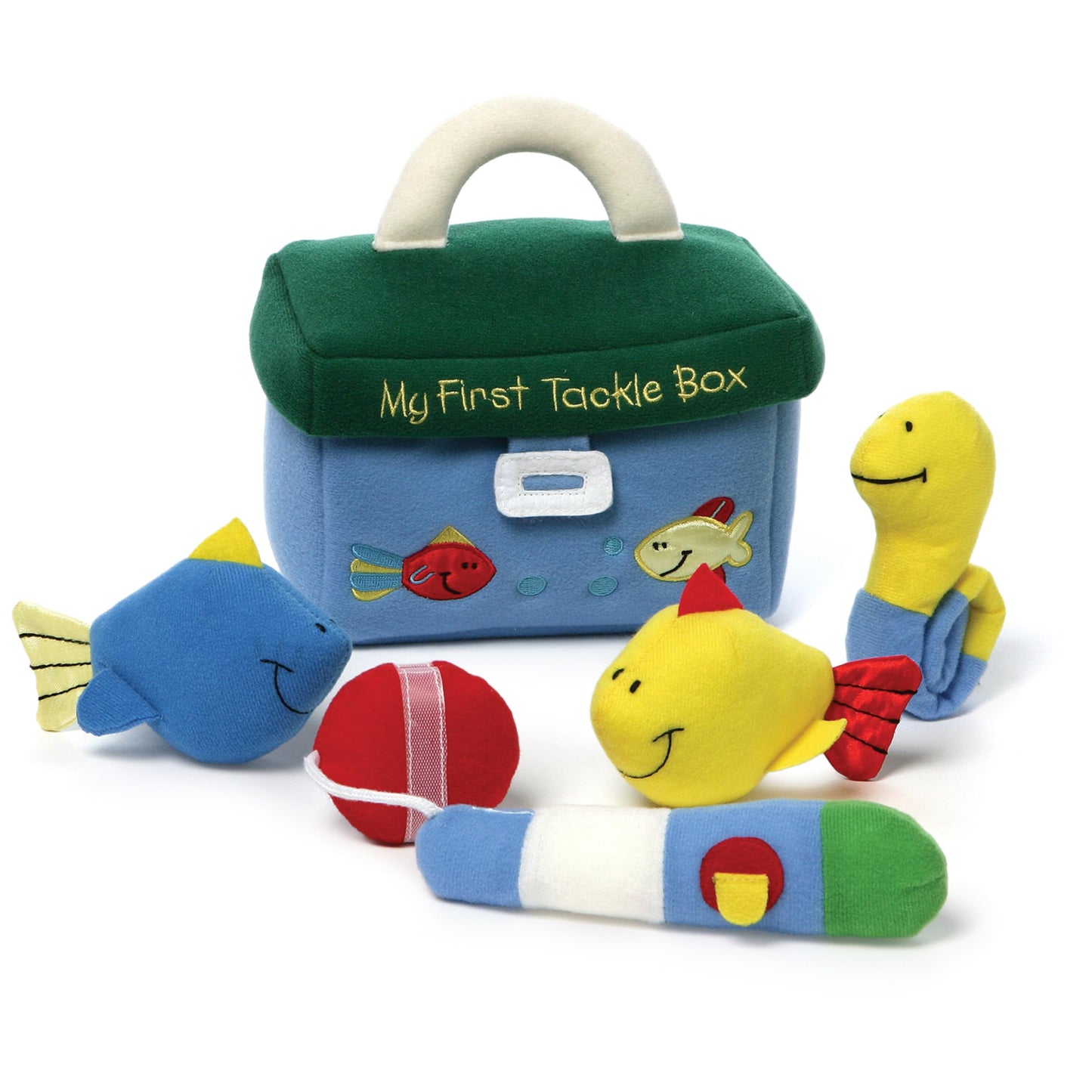 Gund Baby Play Soft Collection, My First Tackle Box 5-Piece Plush Playset With Rattle, Squeaker And Crinkle Plush Toys, Sensory