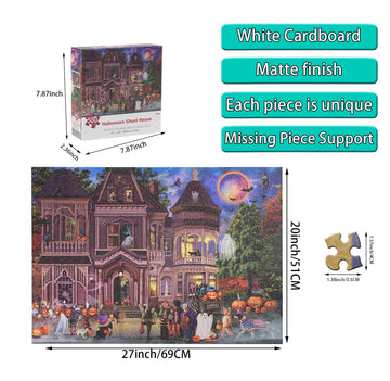 Halloween Fright Night 500 Pieces Jigsaw Puzzles For Adults, Halloween Decoration For Family Party Holiday 27' X 20'