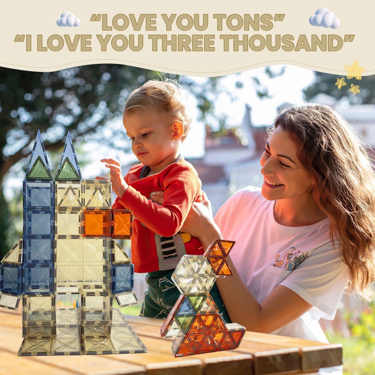 UREC Magnetic Tiles, 100PCS Magnetic Blocks for Kids, 3D Diamond Magnet Tiles Building Blocks for Toddlers, Construction STEM Ma