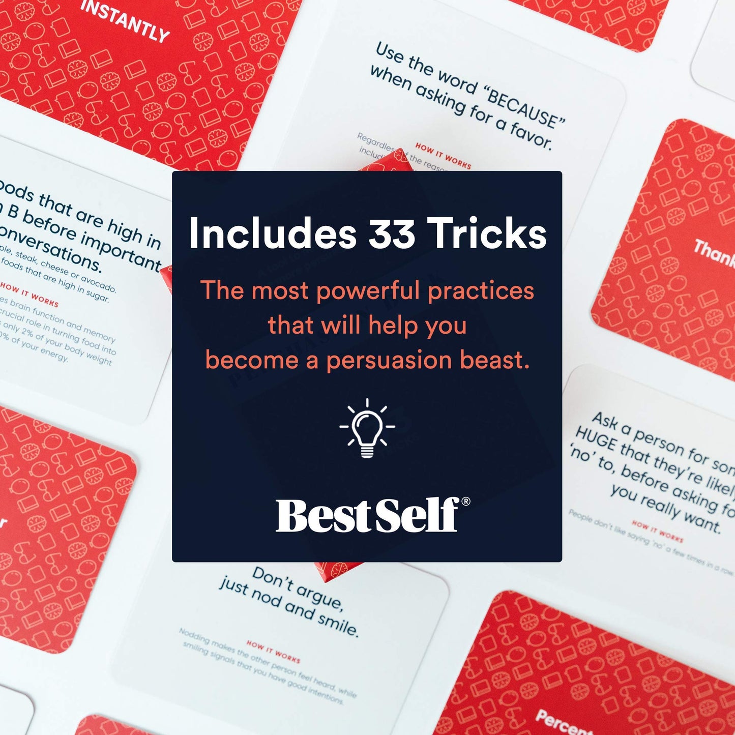 BestSelf Co. Persuasion Deck - 33 Skill Cards for Mastering Persuasion Tricks, Red