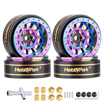 HobbyPark 1.0 Plus Beadlock Wheels Rims Rainbow Negative Offset -4mm for Traxxas TRX4M Axial SCX24 AX24 FCX24 1/24 1/18 RC Crawl