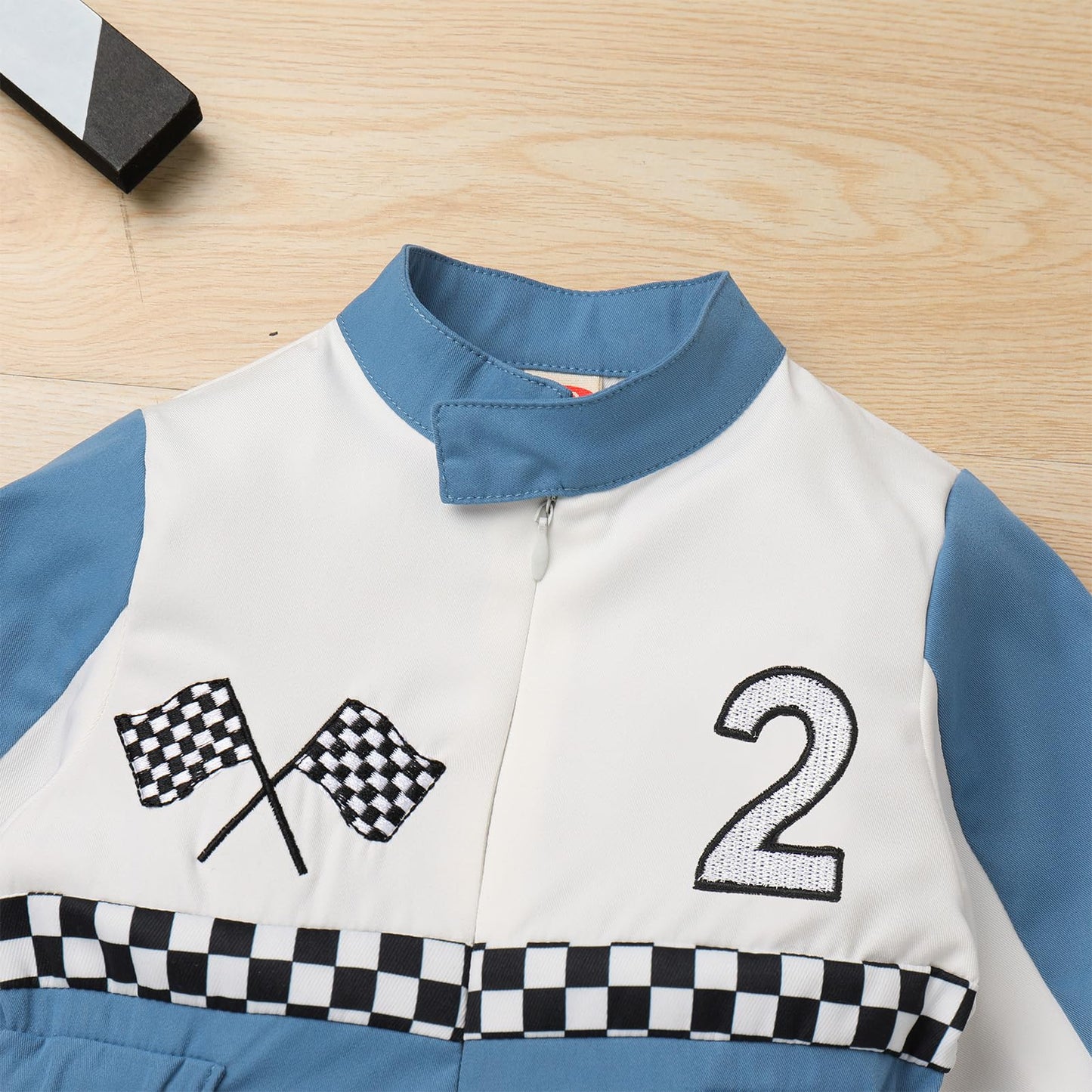 Ibtom Castle Toddler Boys Girls 2Nd Birthday Outfits: Halloween Race Car Driver Costume Long Sleeve Romper Halloween Racer Jumpsuit Cake Smash Role Play Dress Up Party Supplies Blue-2 18-24 Months
