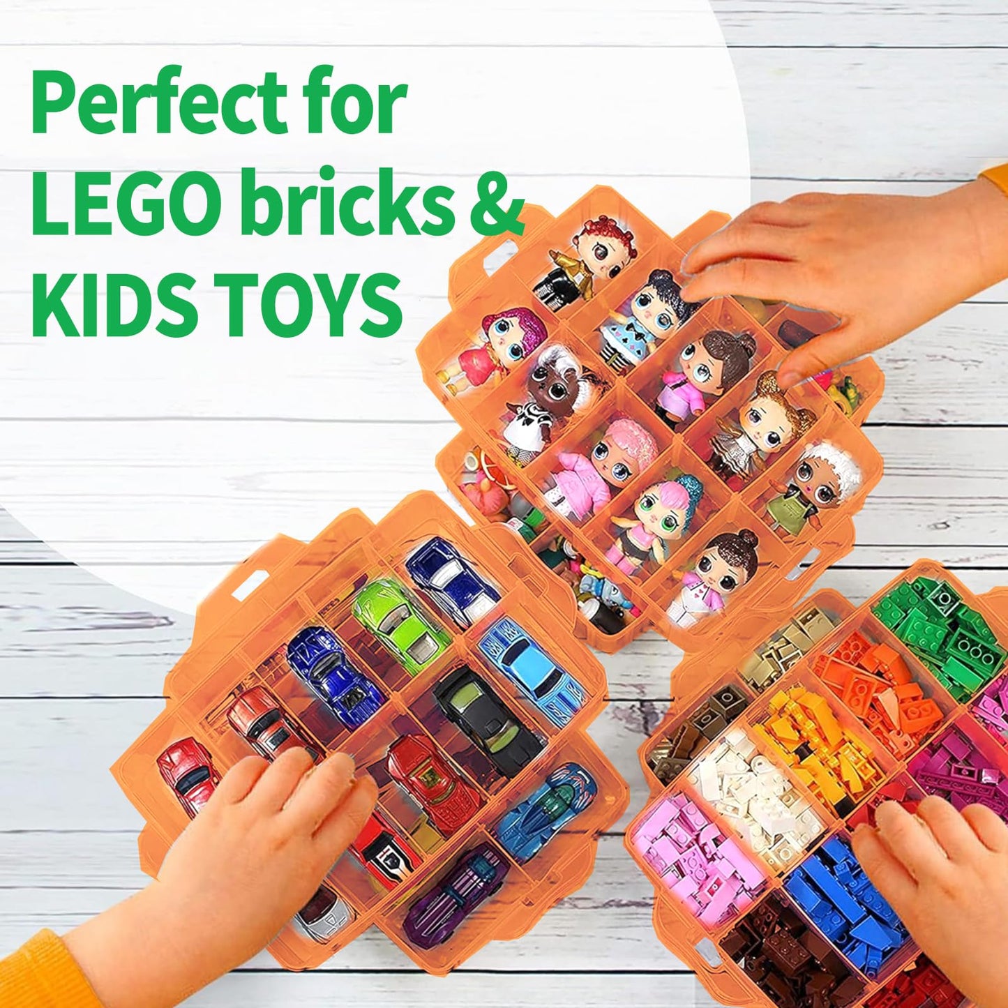 Storage Box For Lego, Stackable Storage Organizer With 30 Compartments For Lego, Storage For Barbie Dolls, For Hot Wheel Toy Bin