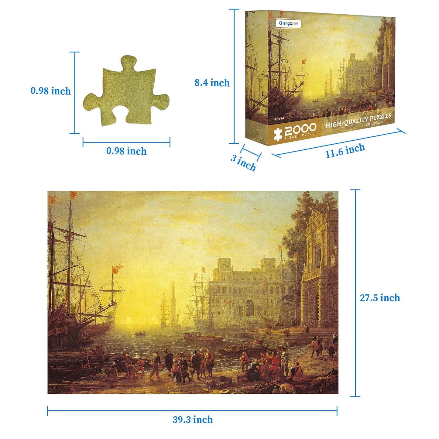 2000 Piece Puzzle,Seaside Boats 2000 Piece Puzzles For Adults,Porto Con Villa Medici Puzzles For Adults 2000 Pieces And Up,Claude Gellée Puzzle 2000 Pieces,Port Scene With The Villa Medici Puzzles