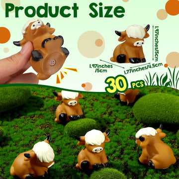 30 Pcs Highland Cow Float Bath Toy Baby Rubber Water Squirting Highland Cow Squeaky Toy Bulk Highland Cow Figurine Statues Decor