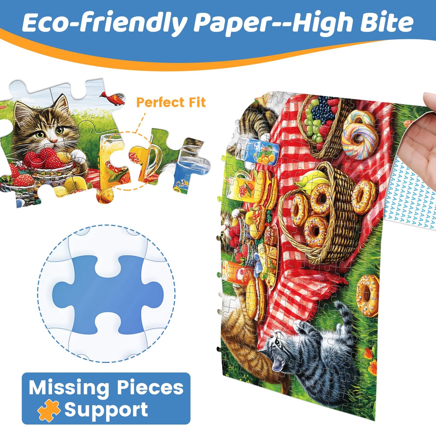 500 Piece Puzzles For Adults, Cat Family Dinner Large Piece Jigsaw Puzzle For Adults Kids Seniors,Recycled Cardboard Puzzle 500 Piece,Family Activity Great Gift For Family Friends 20.5 * 15 In