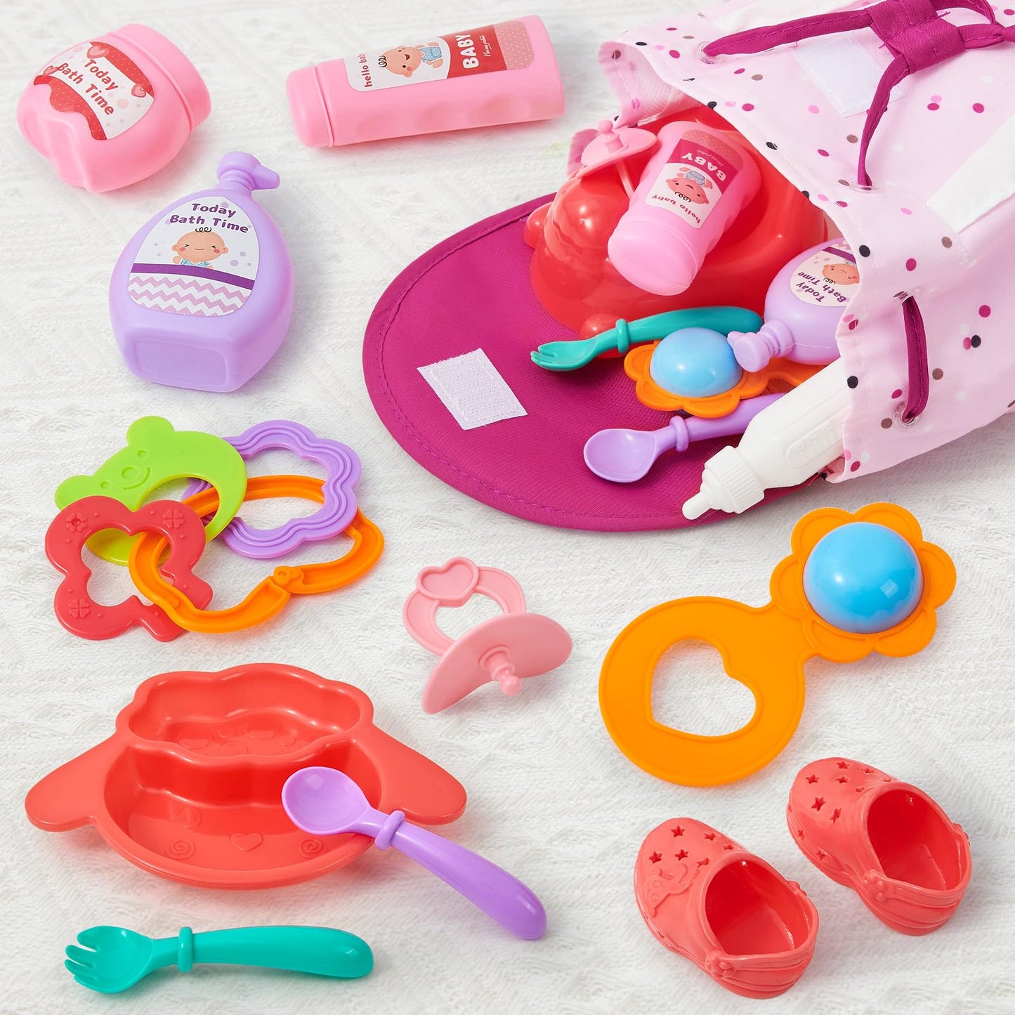 Toylink Interactive Baby Doll Set With Backpack Carrier, 12In Doll Toy With Sound, 18Pcs Baby Doll Accessories Incl Diaper Bib, Girls Pretend Play Toys For Toddler Kids 3 4 5 6 Year Old Gift