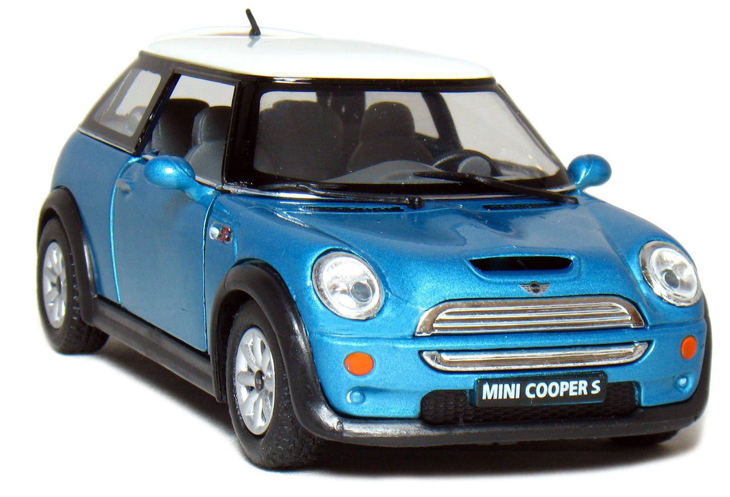 KiNSMART Mini Cooper S 5'' 1:28 Scale Die Cast Metal Model Toy Car Blue w/Pullback Action