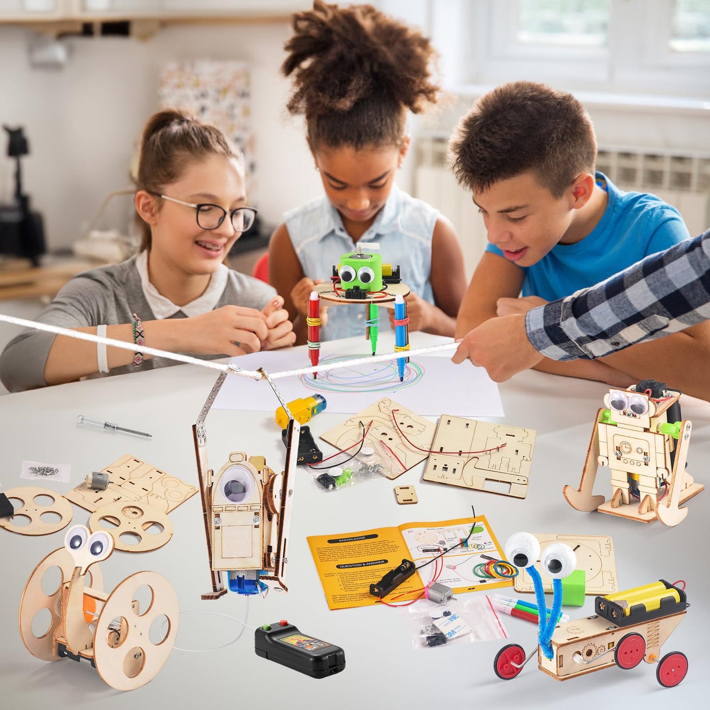 Stem Robots Kits For Kids Ages 5-7 8-10, Wood Building Crafts Kits For Boys 6-8 8-12, 3D Wooden Puzzles Robotics Models, Science
