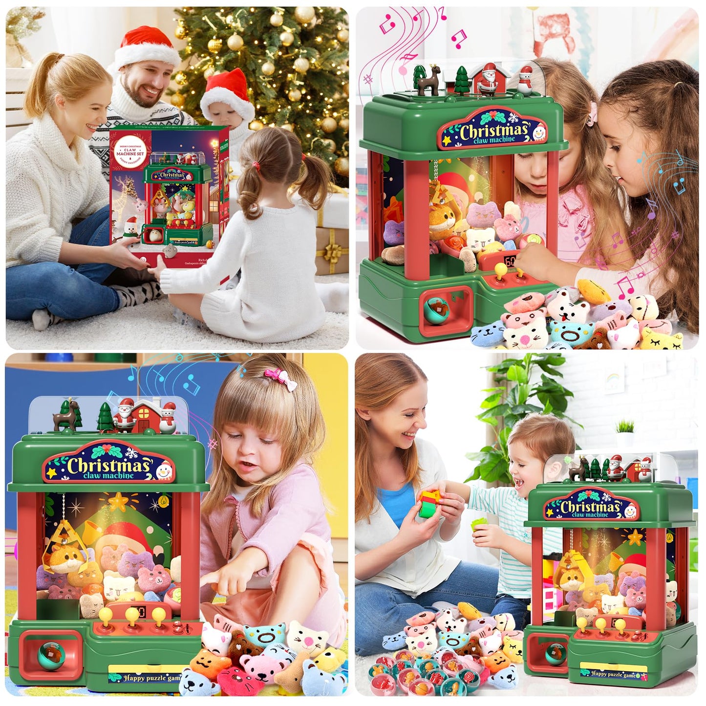 Aiqi Christmas Kids Claw Machine,Large Candy Vending Grabber,Prize Dispenser Toys For Girls Boys,Electronic Claw Game Machine Fo