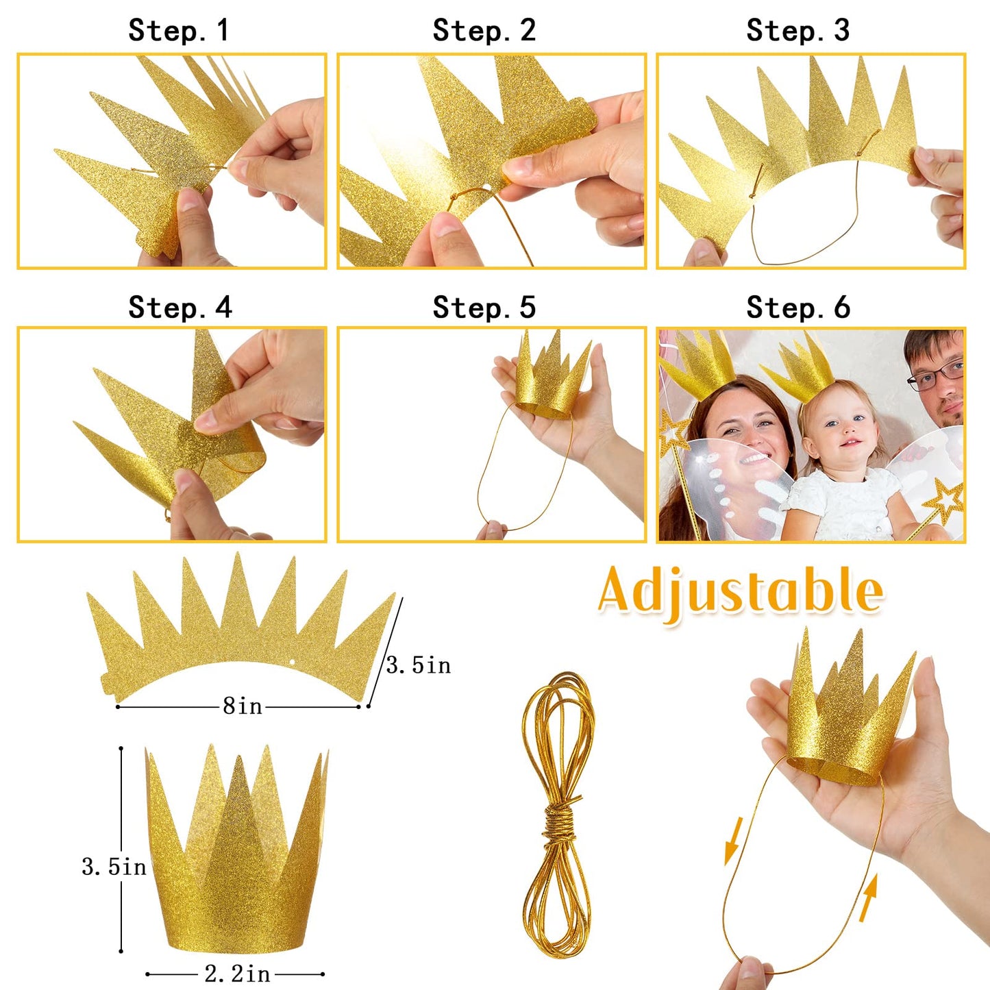 Girls Fairy Costumes, Fairy Wings Dress Up Wings Star Wand And Gold Crowns, Halloween Costume Dress Up Accessories 13 Inches Gold Fairy Wand Party Crowns Birthday Decorations Party Play Accessories