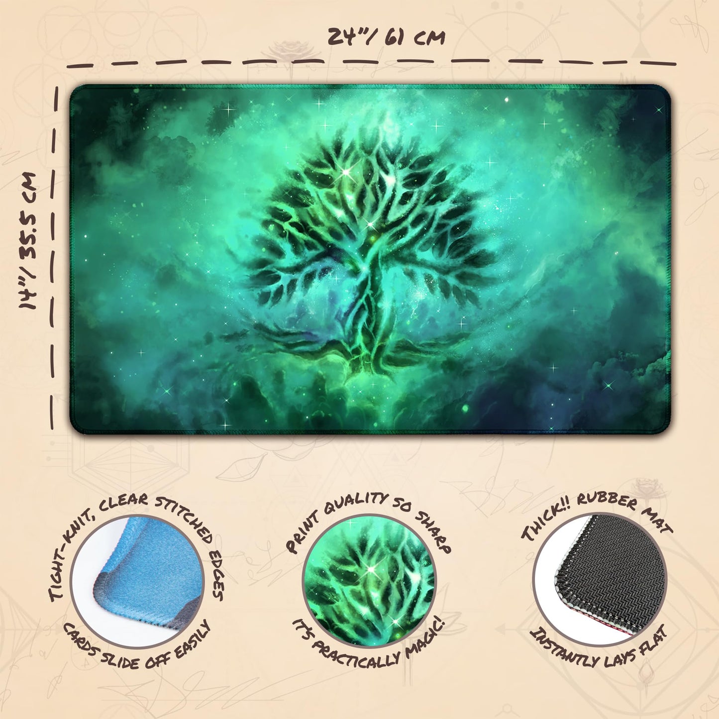 Paramint Forest Ethereal Mana (Stitched) - MTG Playmat - Compatible with Magic The Gathering Playmat - Play MTG, YuGiOh, TCG - O