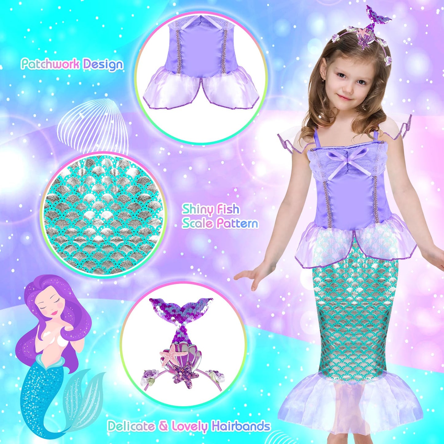 Eulrgaus Princess Dress Up, Toddler Dress Up Clothes, Role Play Princess Costume Gift Set With Princess Dresses And Princess Toy