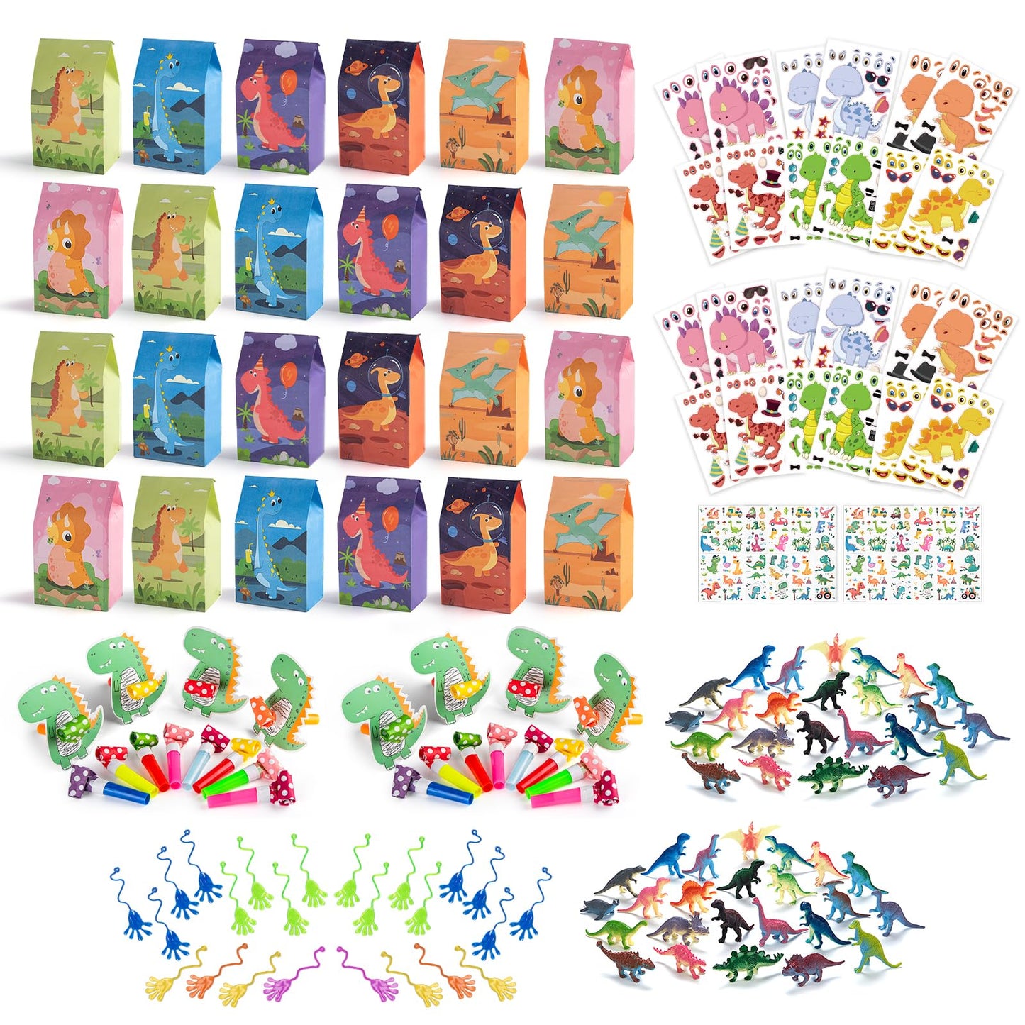 Hursroor Dinosaur Party Favors For 24 Kids, Dinosaur Birthday Party Supplies, Dinosaur Goodie Bags For Birthday Party Favors, Di