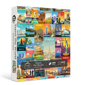 Vintage World Travel Puzzles For Adults 1000 Piece, Colosseum Eiffel Tower Landscape Poster Puzzle Landmarks, Scenic Jigsaw Puzzles For Adults Paris Italy Scenery