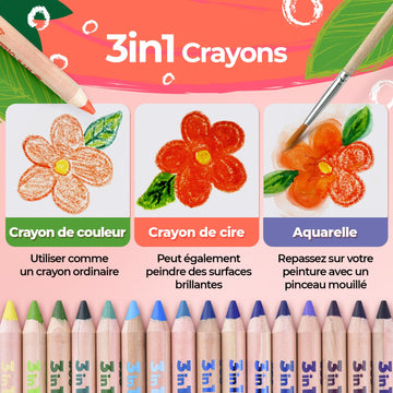 Colozoo Gecko 3-in-1 Kids Pencil Set | 48 Coloring Pencils with 2 Brushes, Sharpener, and Book for Ages 3 and Up | Ideal for Dr