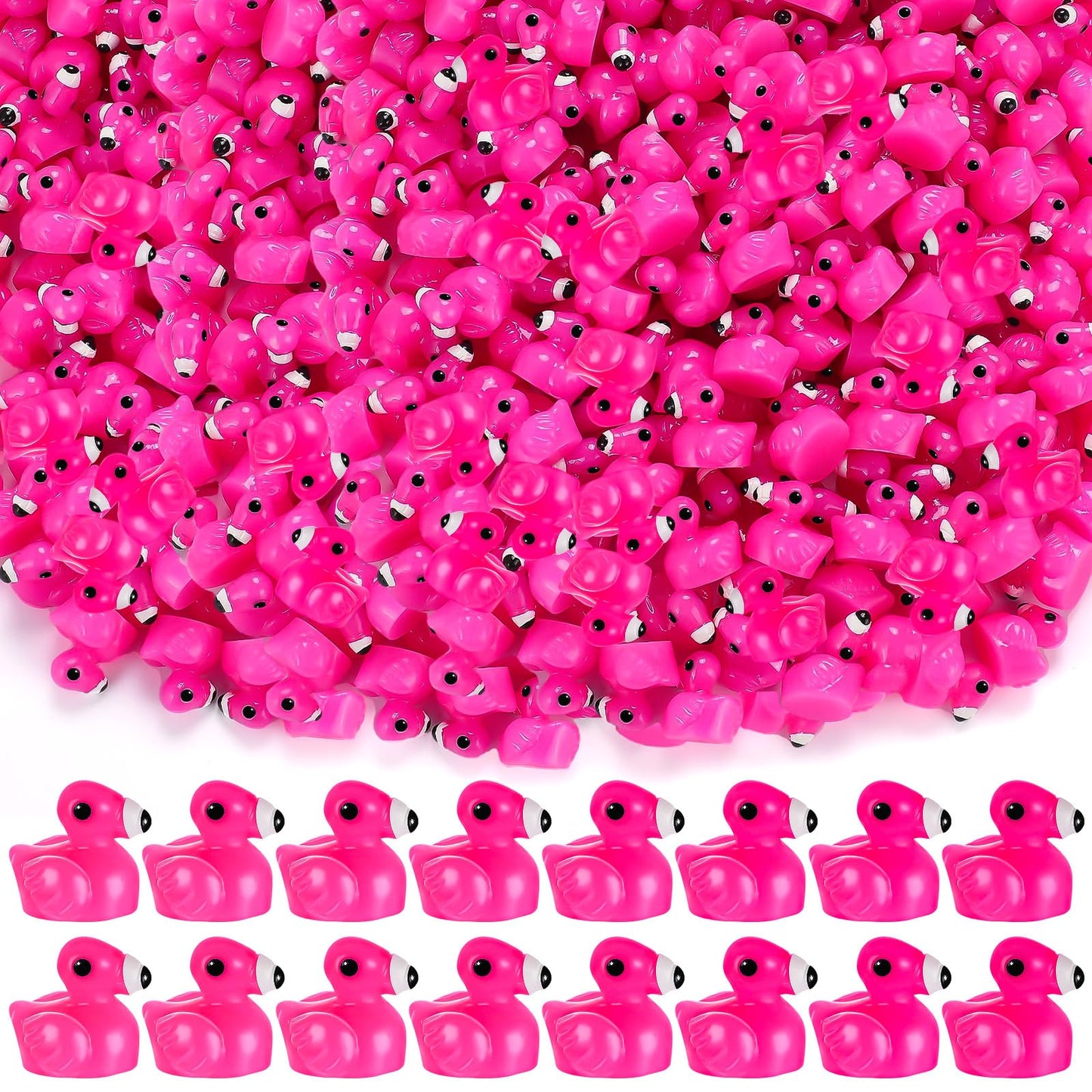 100pcs Mini Resin Flamingos Ducks - Cute Tiny Pink Flamingos Ducks to Decorate for Garden Lawn, Cake, Yard, Fairy Garden, Dollho