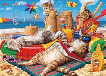 Yoofun Puzzles For Adults - Jigsaw Puzzles 1000 Pieces (Beach Cats, 27.6'' * 19.7'' (70Cm*50Cm))