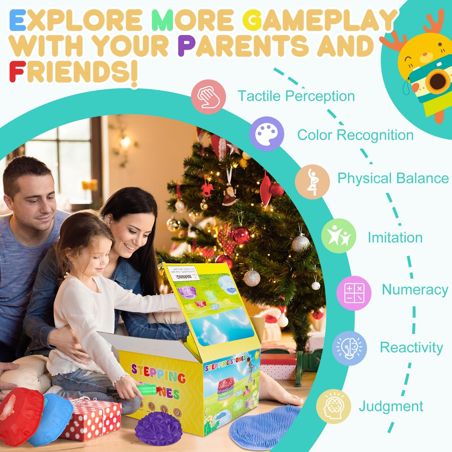 Ivenrxiu Stepping Stones For Kids, Balance Stepping Stone Kit With Light Up Jumping Stones, Balance Pods, Non Slip Mat, Obstacle