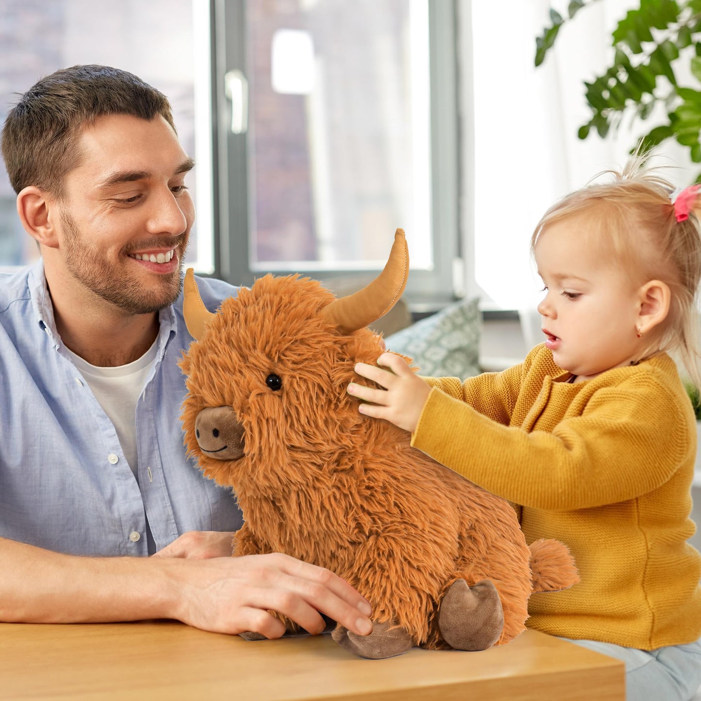 5Lbs Highland Cow Weighted Stuffed Animals, 16In Tall Big Highland Cow Plush Toy, Soft Adorable Stuffed Animal For Kids And Adul