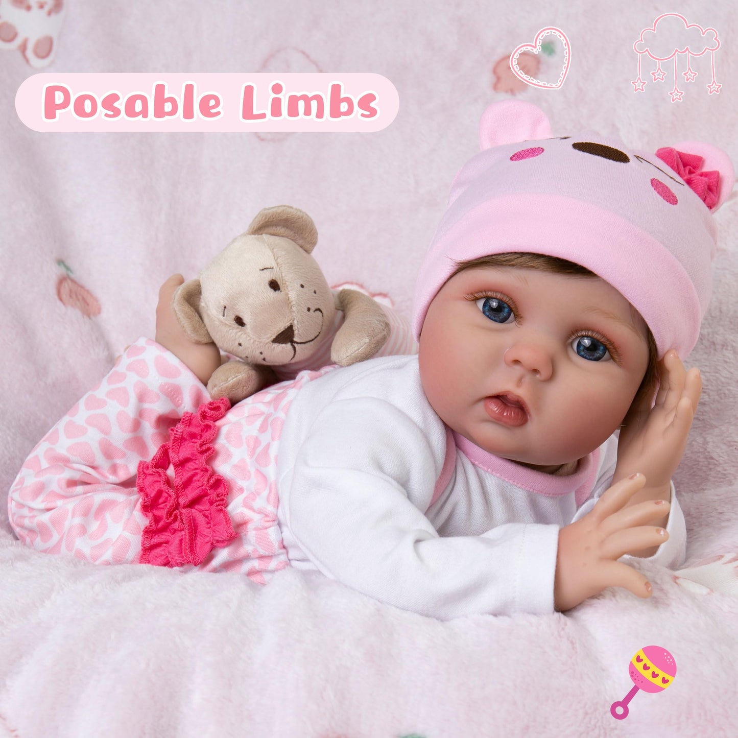 Ekokiz Lifelike Reborn Baby Dolls 22-Inch Realistic Newborn Baby Dolls That Look Real Cloth Body Real Life Baby Doll Girls With