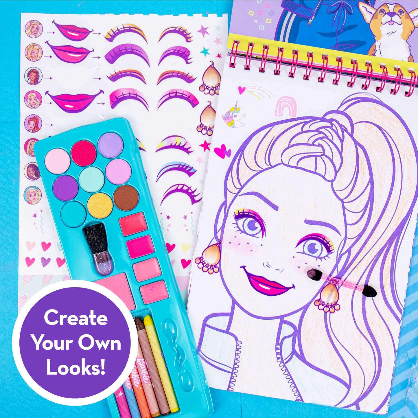 Barbie Makeup Artist Magazine By Horizon Group Usa, Create Your Own Hair & Makeup Looks Using 130+ Stencils, 180+ Stickers, Crayons, Pretend Makeup & More