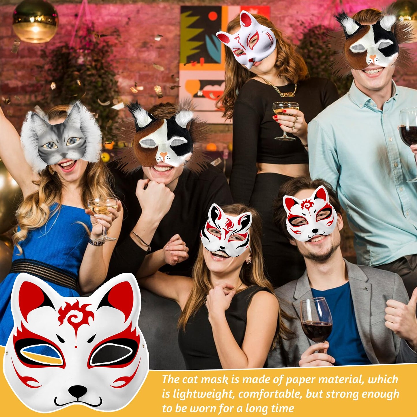 Blltyy 6Pcs Cat Mask With Fur And Eye Mesh, Diy Animal Mask, Arts & Crafts,Paper Blank Masksto Paint, Costume Masks For Hallowee