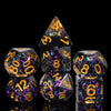 HDdais Resin DND Dice Set, 7PCS Black Polyhedral Dice Set D&D Filled with Colorful Foil for Dungeons and Dragons Role Playing Ga