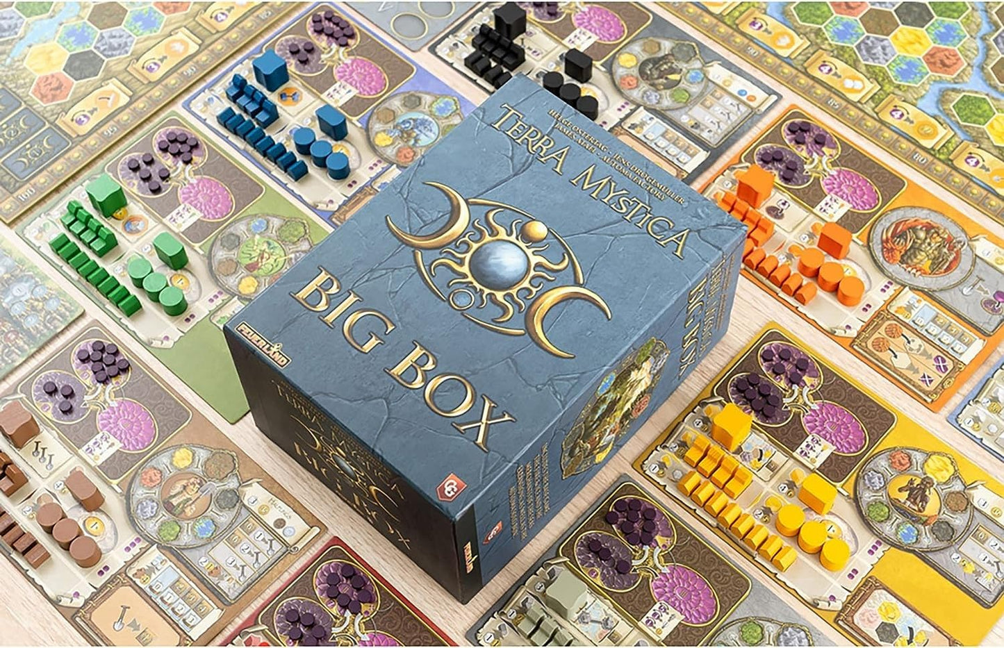 Capstone Games Terra Mystica: Big Box - Contains: Terra Mystica: Base Game, Fire & Ice Expansion, Merchants Of The Seas Expansion By Automa Factory. Ages 14+, 1-5 Players, 30 Min Per Player