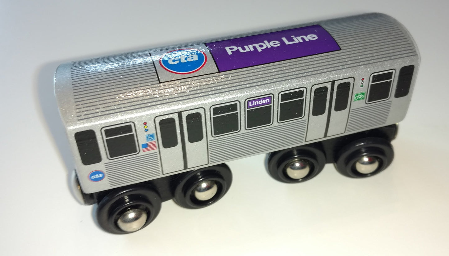 Muni Pals Munipals Chicago Transit Authority Wooden Railway Purple Line-Child Safe And Tested Wood Toy Train